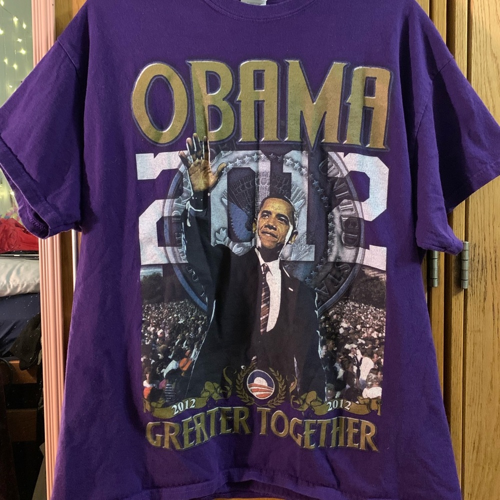 Purple oversized Obama thrifted shirt